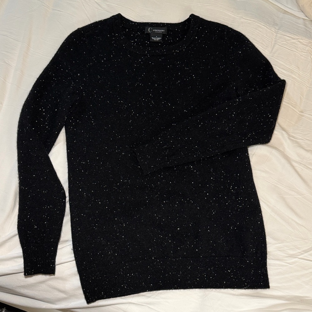 Black Cashmere Speckled Crewneck Sweater